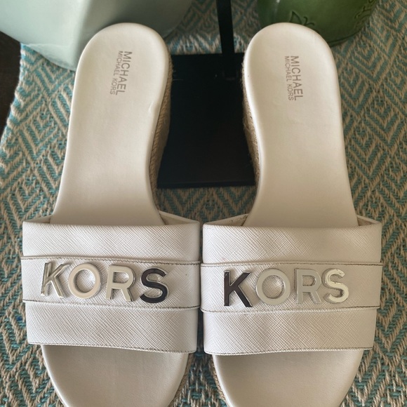 Michael Kors Wedges (White) w/Silver Hardware - Picture 3 of 12